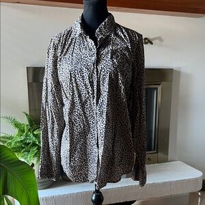 J Crew Leopard Print Long Sleeve Blouse